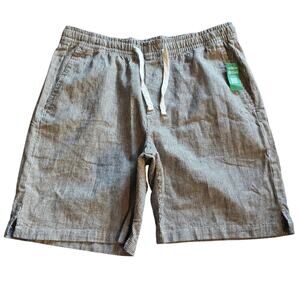 New Mens Size Medium Gap Easy Short Blue Hickory Stripe 8" Inseam Linen Blend